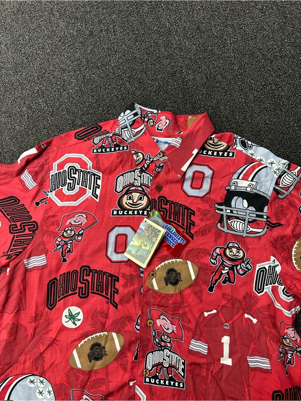 Reyn Spooner Men's Ohio State Buckeyes Red Short Sleeve Hawaiian Shirt L- NWT